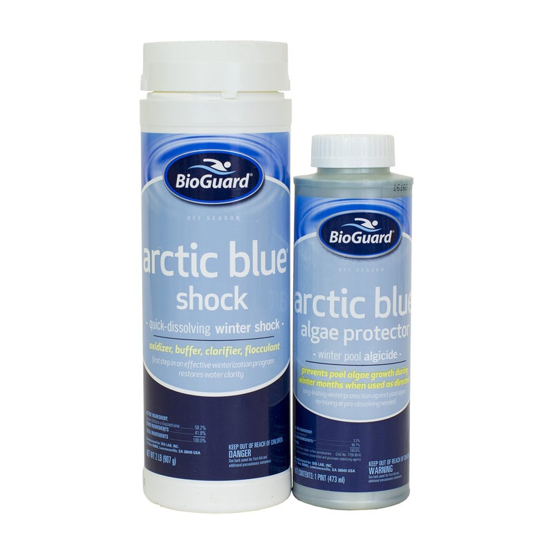 مجموعة BioGuard Arctic Blue Winter Kit 12K جالون، طحالب حمام السباحة وقائية، سريعة الذوبان لصدمات الشتاء، تعيد نقاء المياه